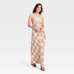 Women's Lace Cotton Maxi Sundress - Universal Thread Mauve Plaid S
